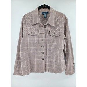 Denim & Co Blazer Jacket Women's Medium Button-Down, Pockets Cotton